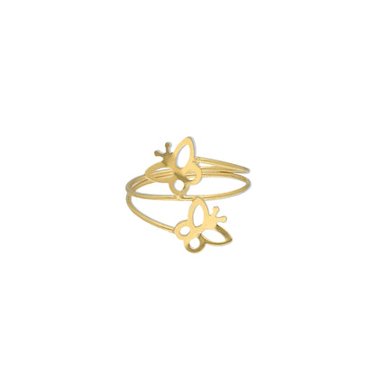 Gold Butterfly Design Ring 21KT - FKJRN21KM11761