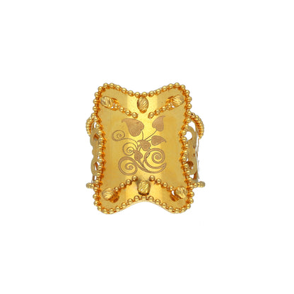 Gold Classic Engraved Ring 21KT - FKJRN21KM11808