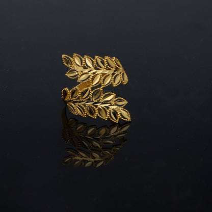 Gold Leaves Design Ring 21KT - FKJRN21KM11903