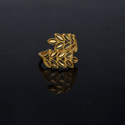 Gold Leaves Design Ring 21KT - FKJRN21KM11904
