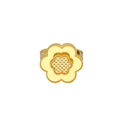 Gold Flower Shaped Ring 21KT - FKJRN21KM11906