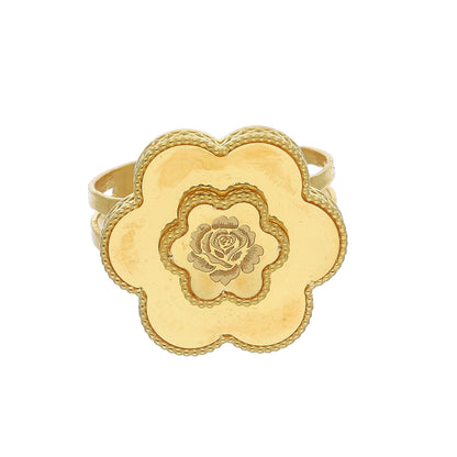 Gold Rose Engraved Ring 21KT - FKJRN21KM11960