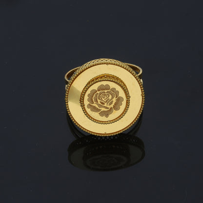 Gold Rose Engraved Ring 21KT - FKJRN21KM11961
