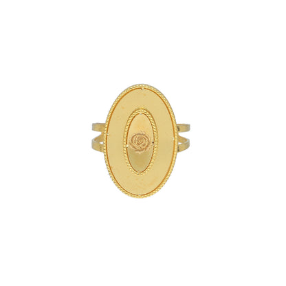 Gold Rose Engraved Ring 21KT - FKJRN21KM11968