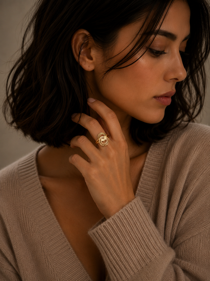 Gold Infinity Halo Ring 21KT - FKJRN21KM11974