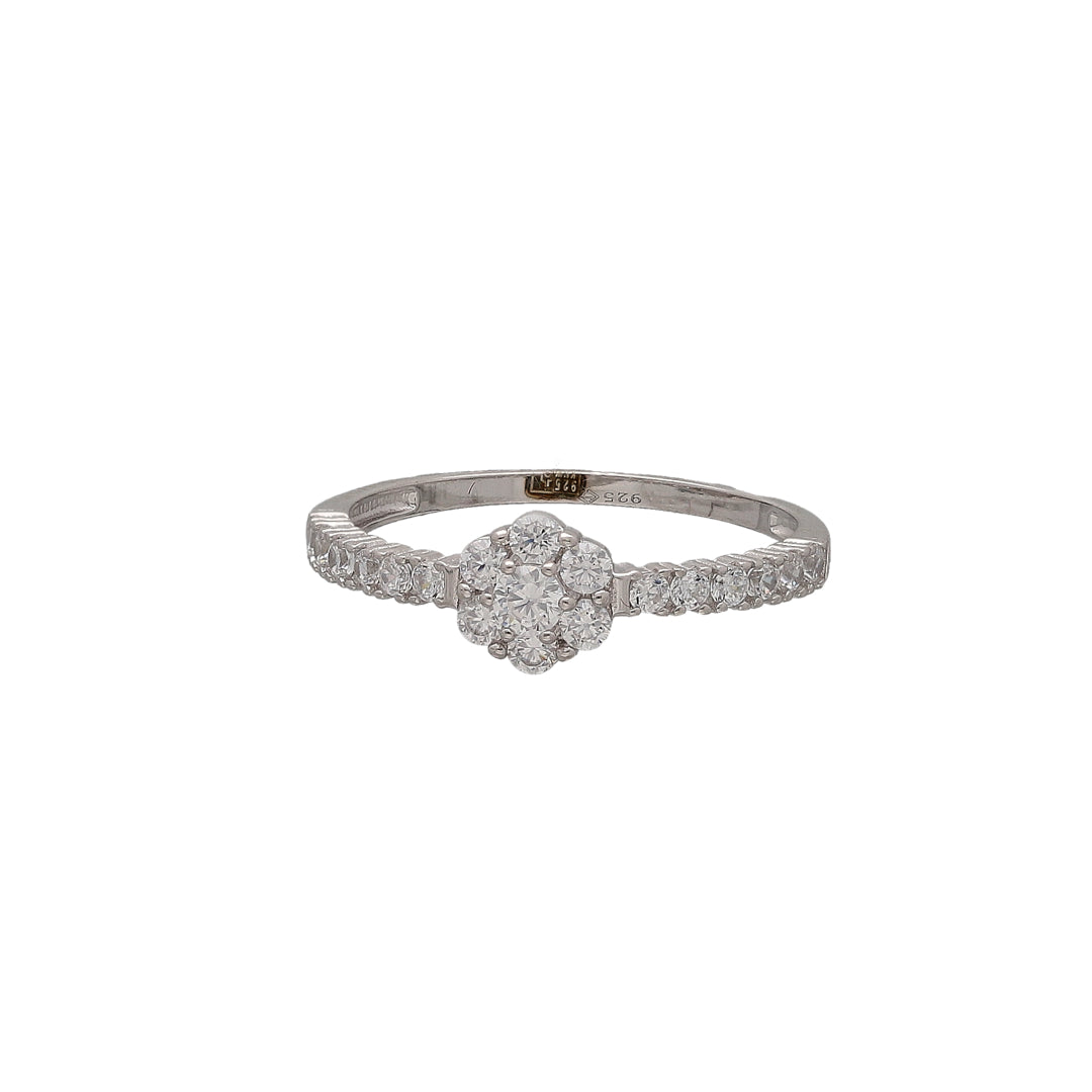 Sterling Silver 925 Cluster Flower Ring - FKJRNSL10714