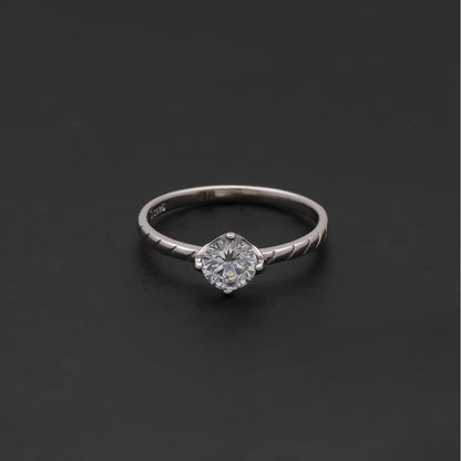 Sterling Silver 925 Aurora Solitaire Ring - FKJRNSL10732