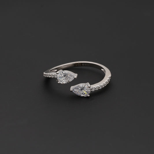 Sterling Silver 925 Pear Open Ring - FKJRNSL10736