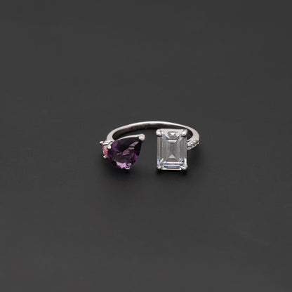 Sterling Silver 925 Two-Tone Open Ring - FKJRNSL10737