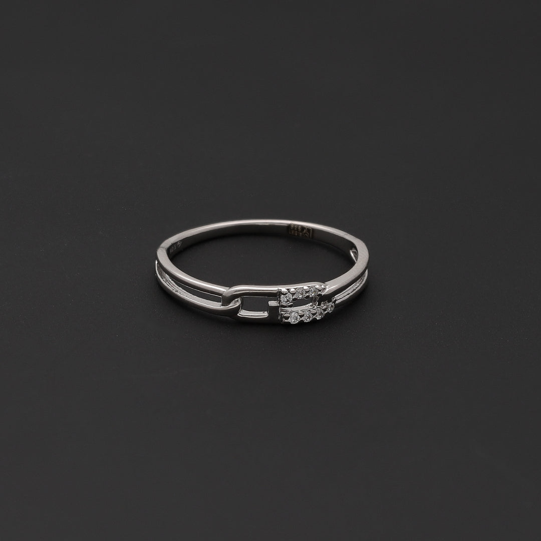 Sterling Silver 925 Link Diamond Ring - FKJRNSL10739