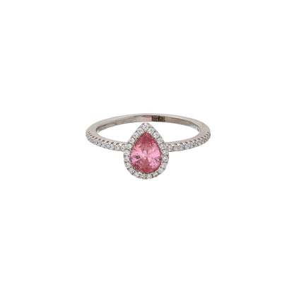 Sterling Silver 925 Halo Pink Ring - FKJRNSL10740