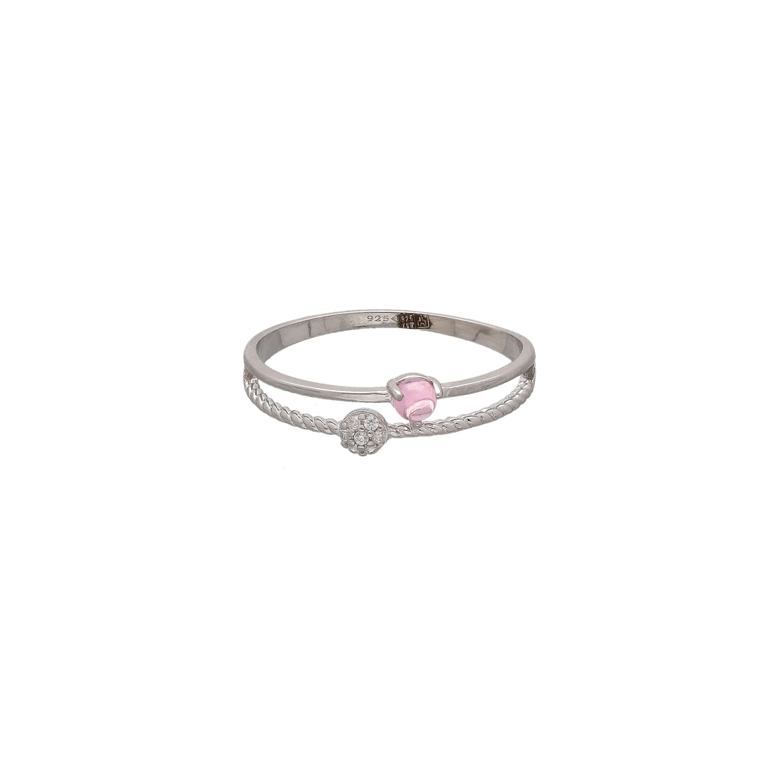 Sterling Silver 925 Dual Band Heart Ring - FKJRNSL10744