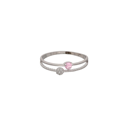 Sterling Silver 925 Dual Band Heart Ring - FKJRNSL10744