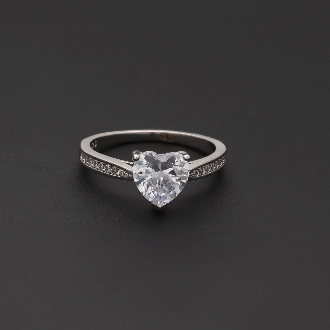 Sterling Silver 925 Heart Solitaire Ring - FKJRNSL10745