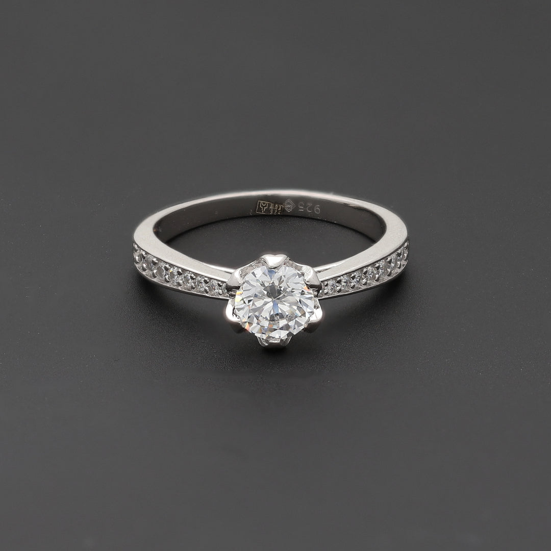 Sterling Silver 925 Bloom Solitaire Ring - FKJRNSL10747