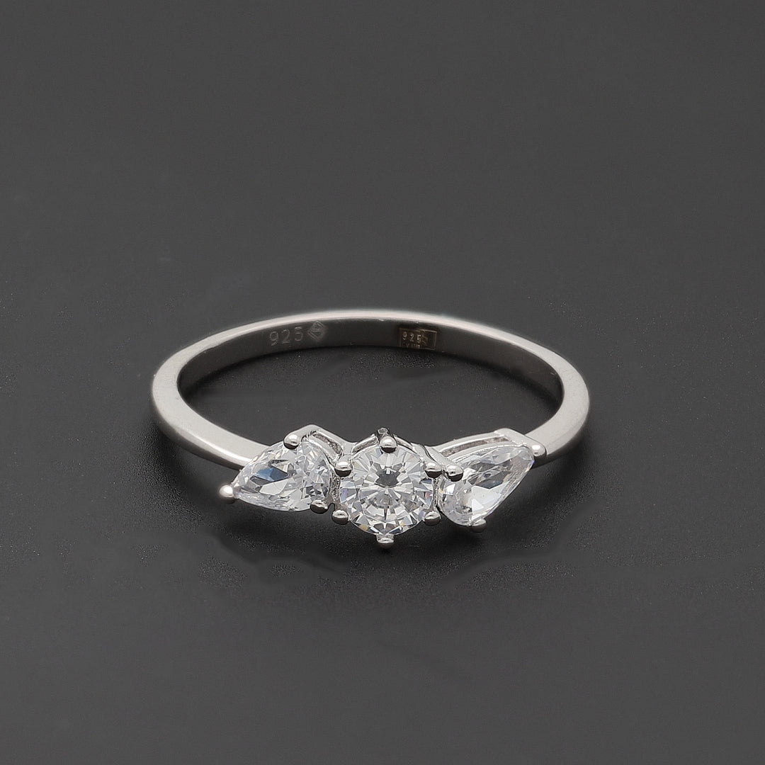 Sterling Silver 925 Trio Spark Ring - FKJRNSL10748