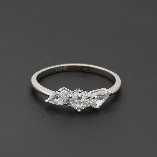 Sterling Silver 925 Trio Spark Ring - FKJRNSL10748