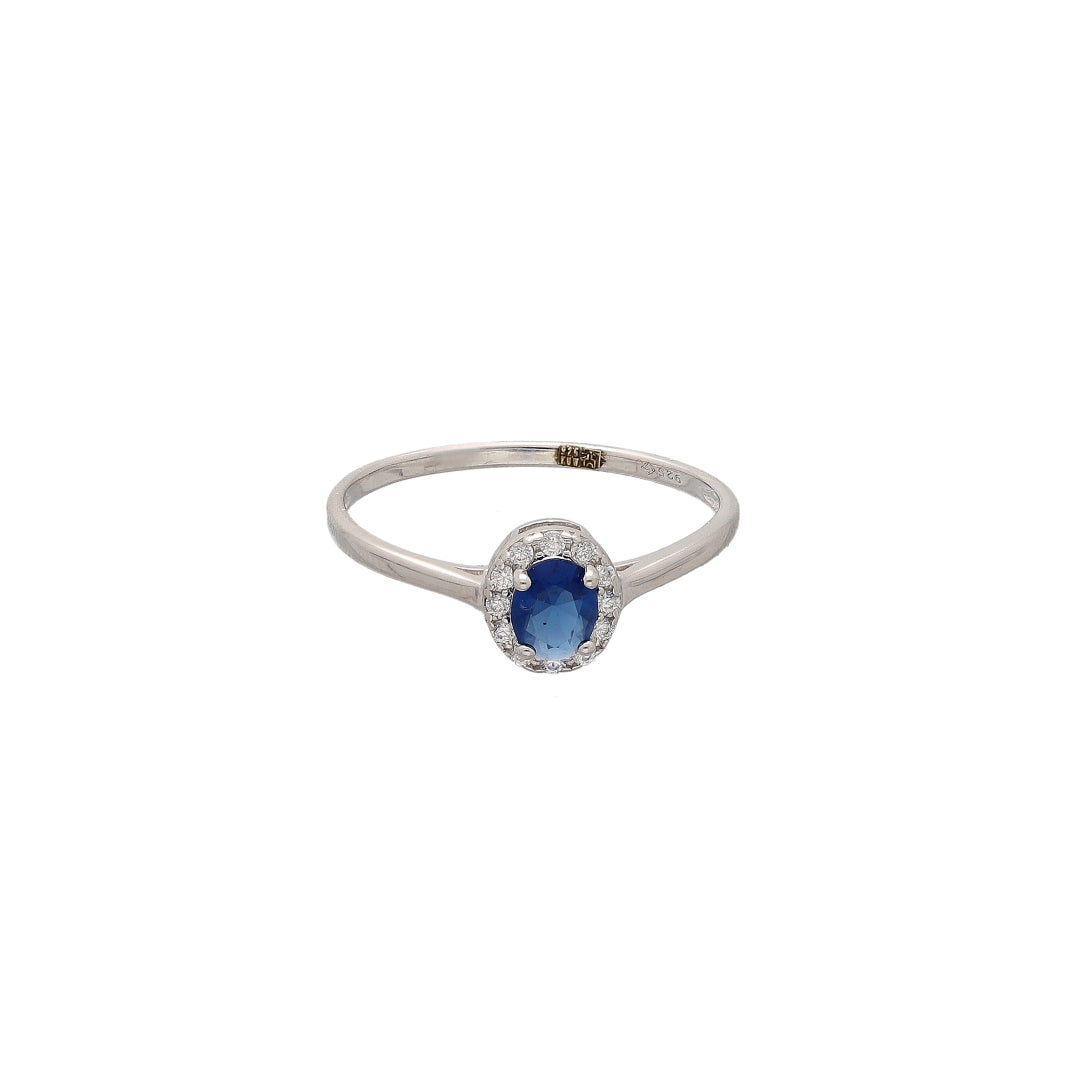 Sterling Silver 925 Blue Halo Ring - FKJRNSL10749