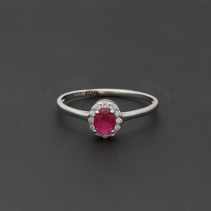 Sterling Silver 925 Ruby Bloom Ring - FKJRNSL10753
