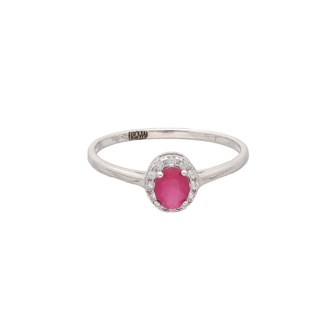 Sterling Silver 925 Ruby Bloom Ring - FKJRNSL10753