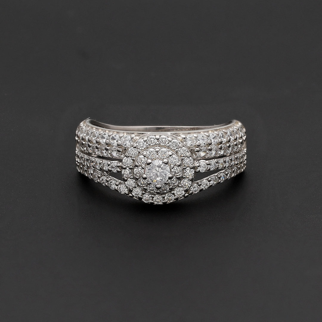 Sterling Silver 925 Halo Statement Ring - FKJRNSL10756