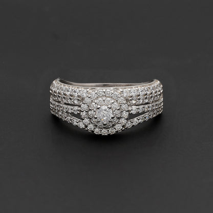 Sterling Silver 925 Halo Statement Ring - FKJRNSL10756