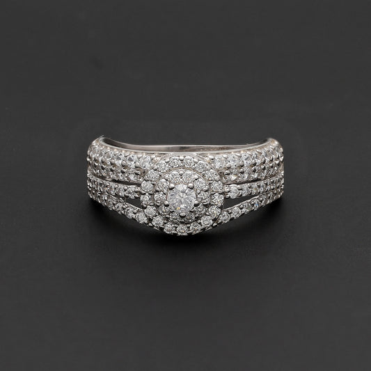 Sterling Silver 925 Halo Statement Ring - FKJRNSL10756