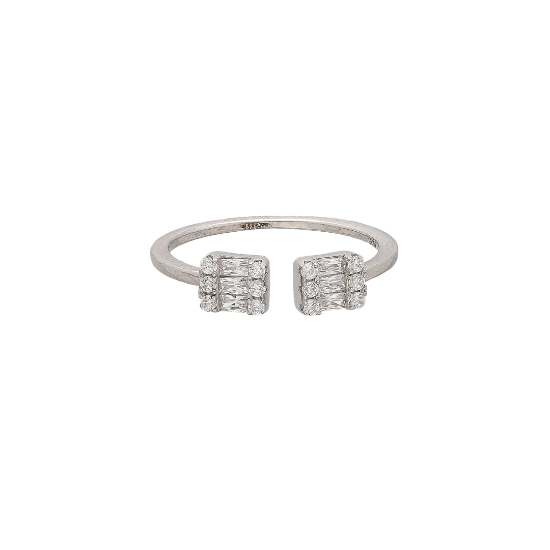 Sterling Silver 925 Square End Ring - FKJRNSL10761