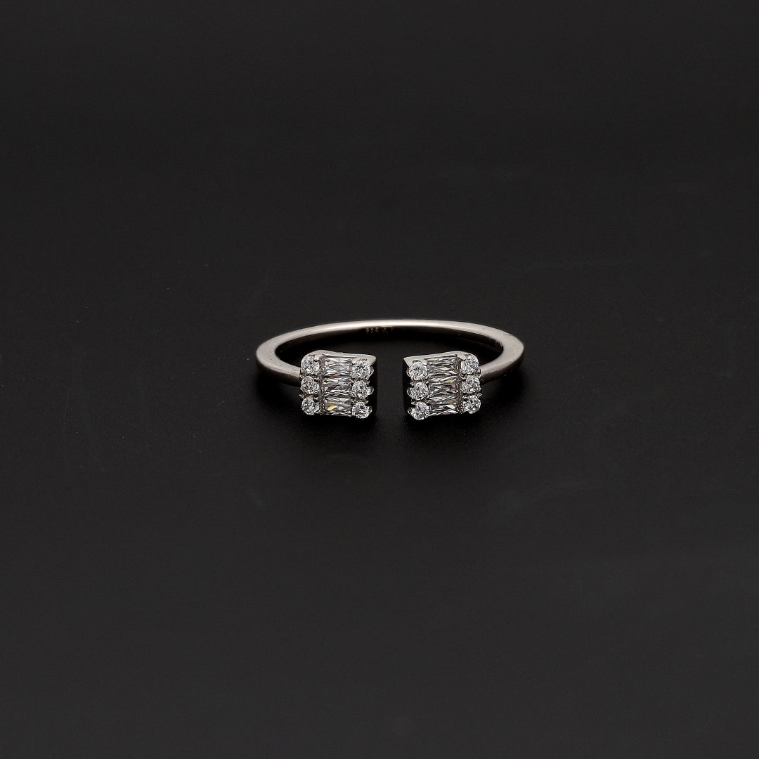 Sterling Silver 925 Square End Ring - FKJRNSL10761