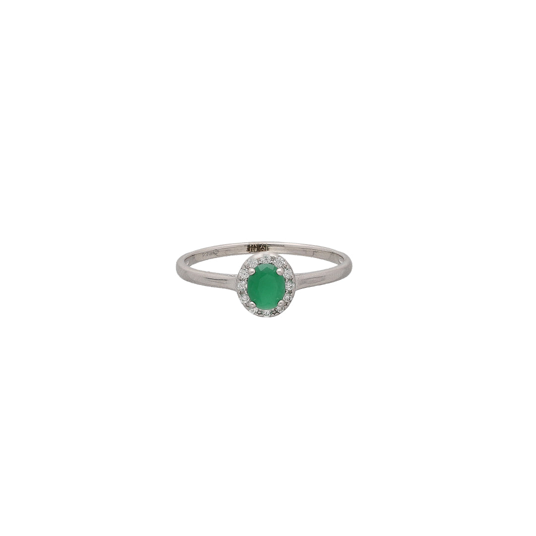 Sterling Silver 925 Oval Green Ring - FKJRNSL10764