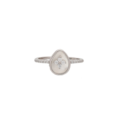 Sterling Silver 925 Pearl Drop Ring - FKJRNSL10765