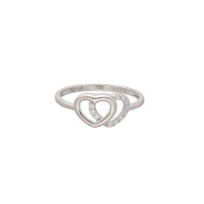 Sterling Silver 925 Heart Duo Ring - FKJRNSL10766