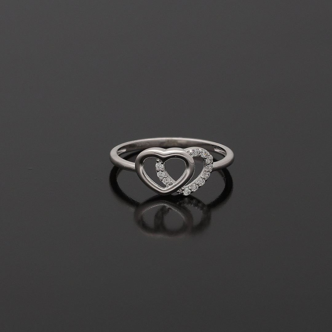 Sterling Silver 925 Heart Duo Ring - FKJRNSL10766