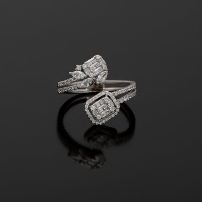 Sterling Silver 925 Double Cluster Ring - FKJRNSL10767