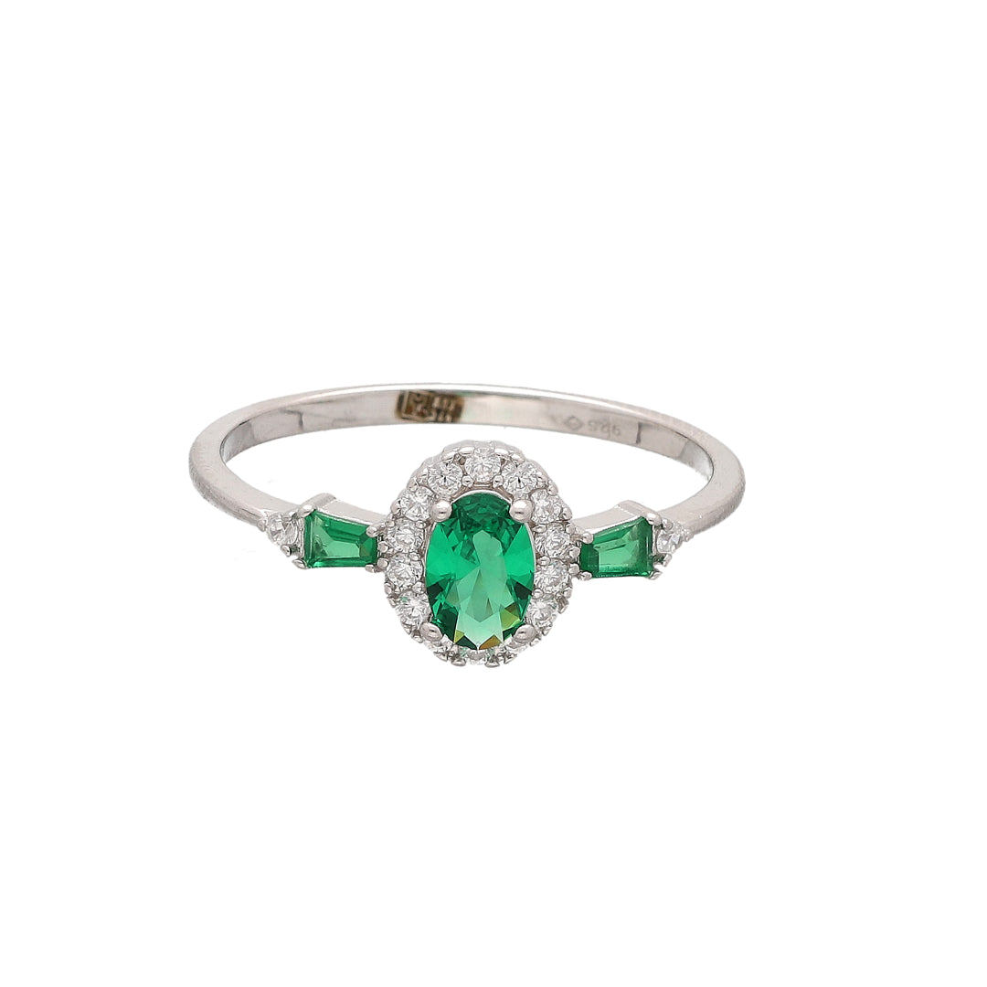 Sterling Silver 925 Emerald Spark Ring - FKJRNSL10768