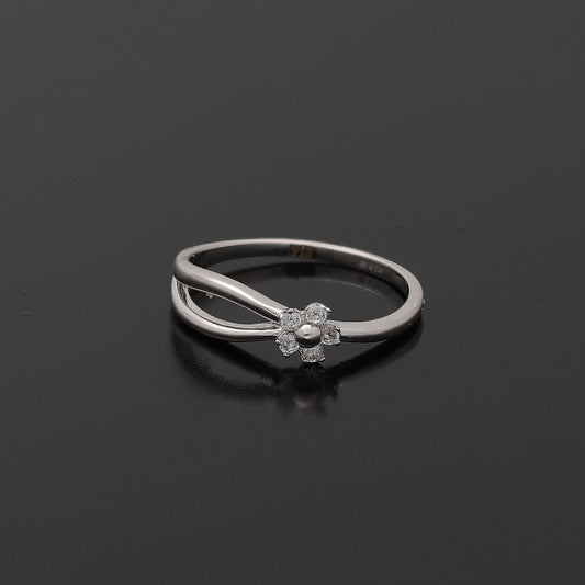 Sterling Silver 925 Floral Twist Ring - FKJRNSL10772