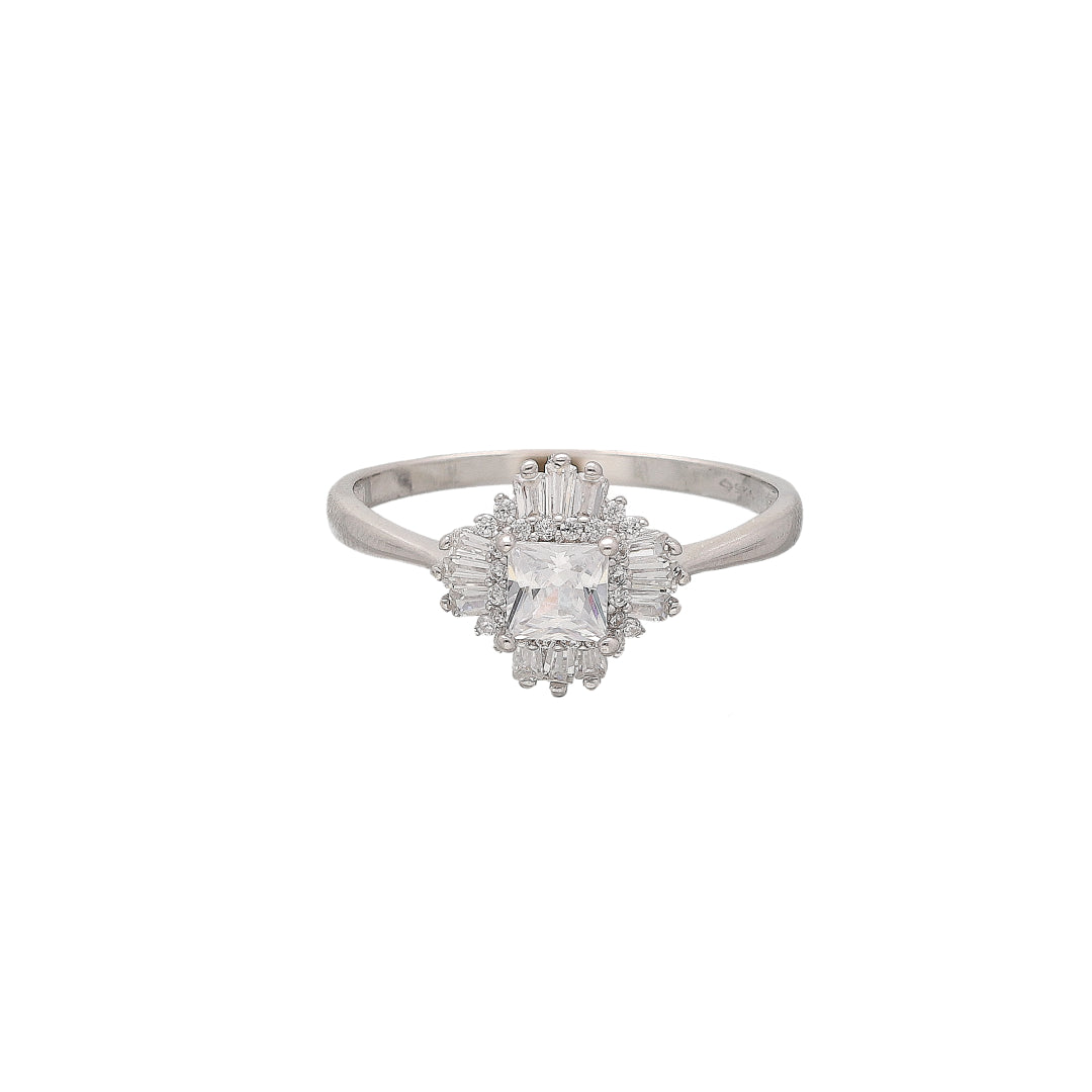 Sterling Silver 925 Square Radiance Ring - FKJRNSL10773