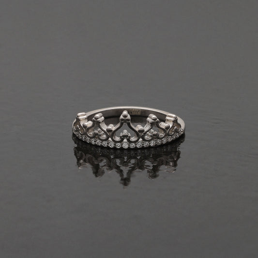 Sterling Silver 925 Filigree Crown Ring - FKJRNSL10776