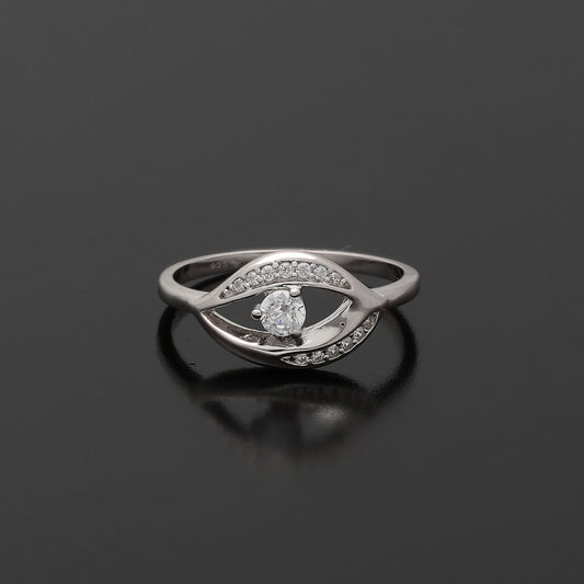 Sterling Silver 925 Luna Tear Halo Ring - FKJRNSL10777