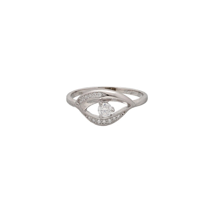 Sterling Silver 925 Luna Tear Halo Ring - FKJRNSL10777