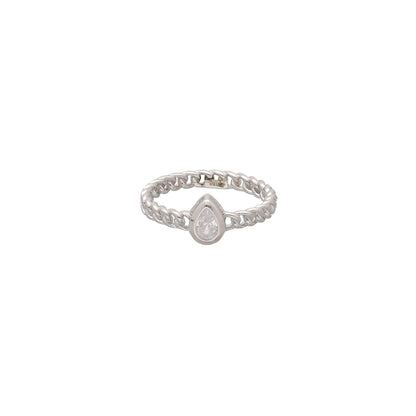 Sterling Silver 925 Pear Cut Ring - FKJRNSL10791