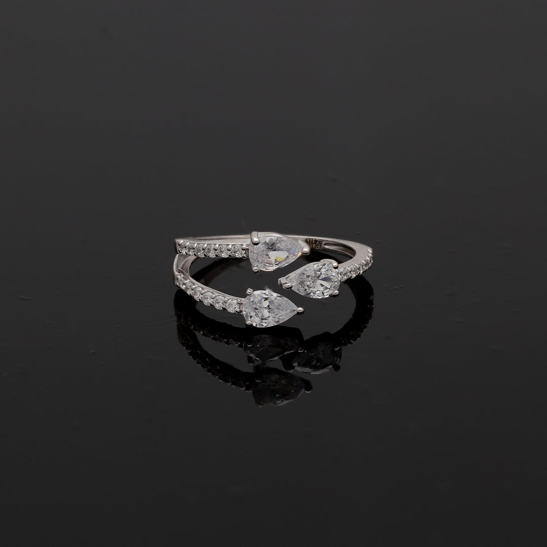Sterling Silver 925 Pear-Cut Diamond Ring - FKJRNSL10799