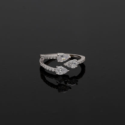 Sterling Silver 925 Pear-Cut Diamond Ring - FKJRNSL10799