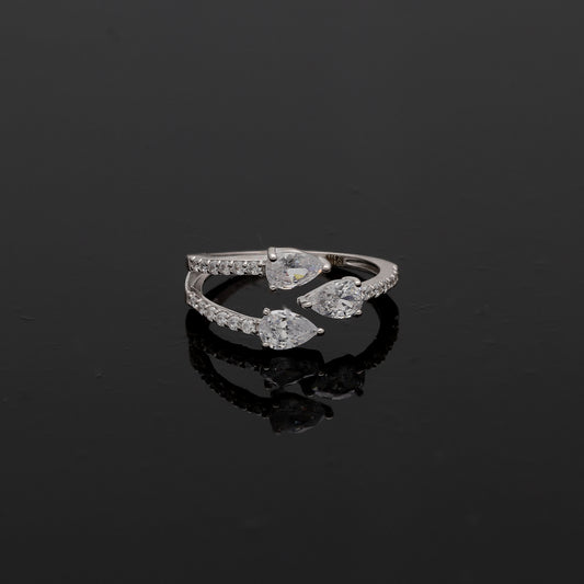 Sterling Silver 925 Pear-Cut Diamond Ring - FKJRNSL10799