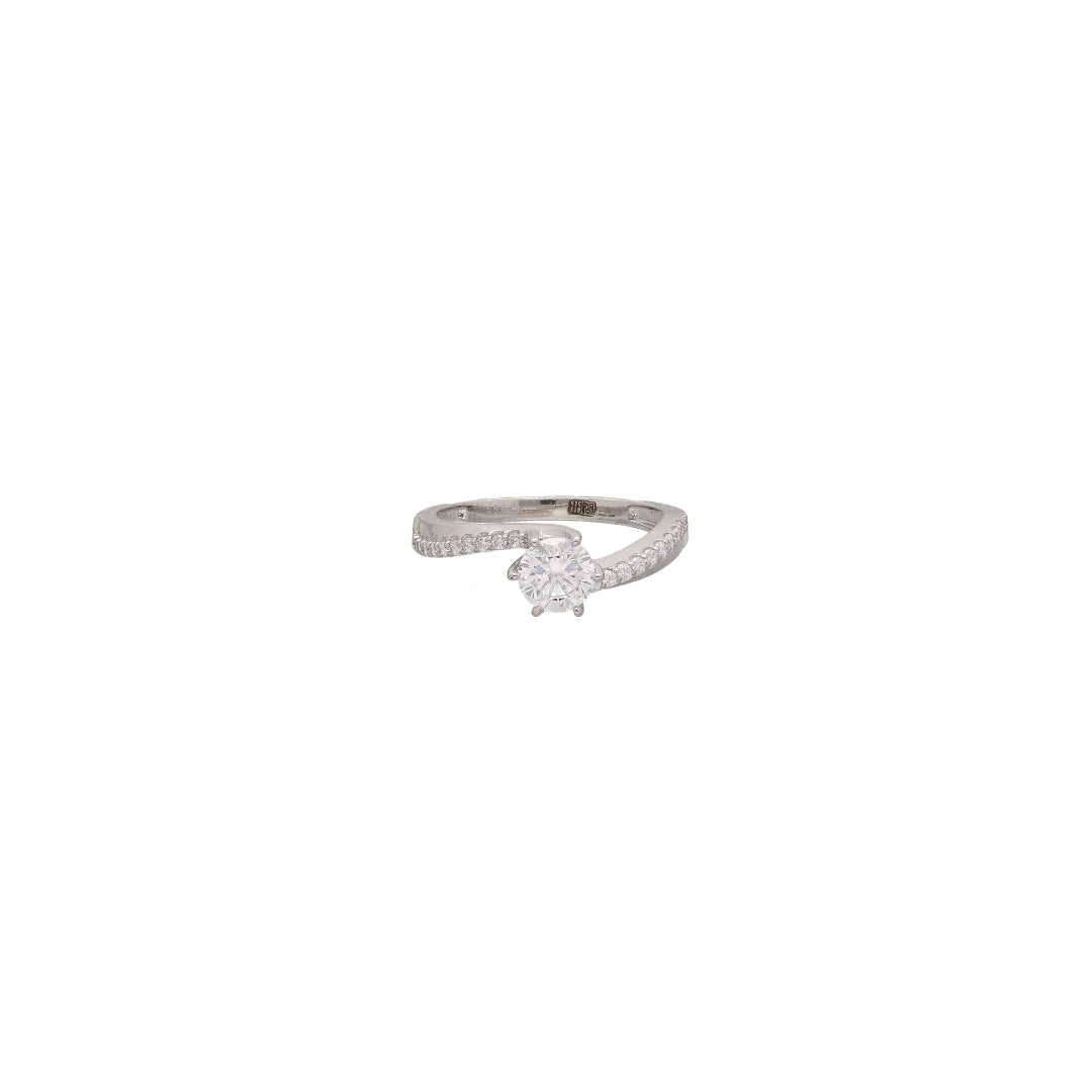 Sterling Silver 925 Wave Solitaire Ring - FKJRNSL10808