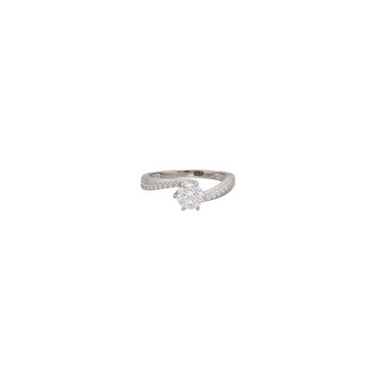 Sterling Silver 925 Wave Solitaire Ring - FKJRNSL10808