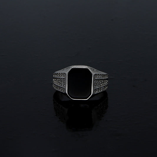 Sterling Silver 925 Black Onyx Ring - FKJRNSL10963