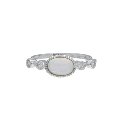 Sterling Silver 925 Oval Opal Ring - FKJRNSL10966