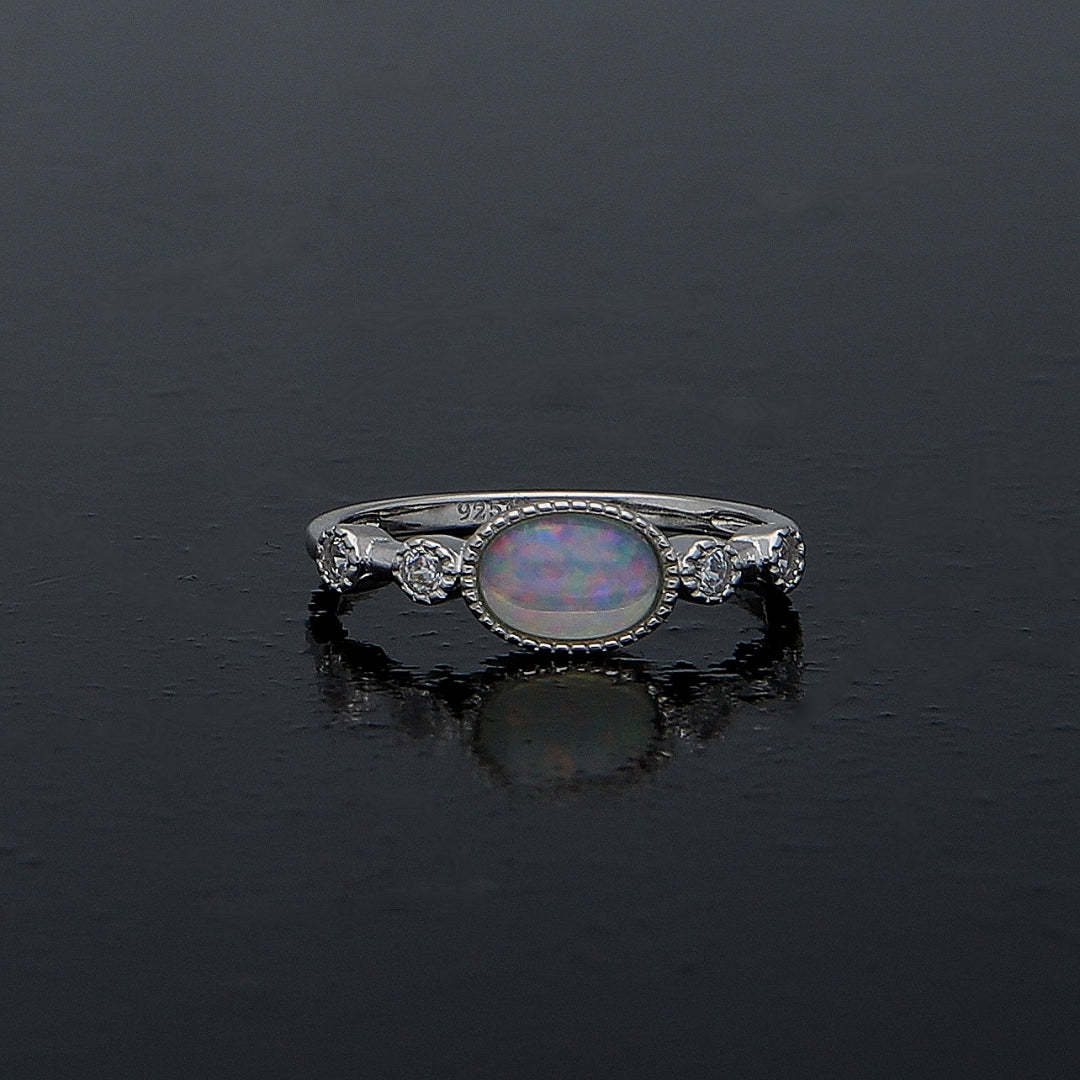 Sterling Silver 925 Oval Opal Ring - FKJRNSL10966