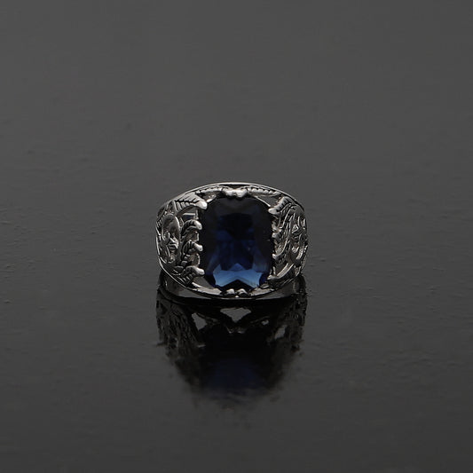 Sterling Silver 925 Blue Stone Ring - FKJRNSL10968